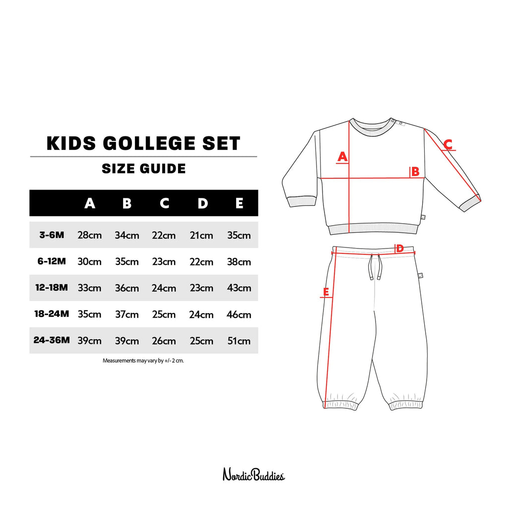 Muminuko vaikiškas „College“ komplektas - džemperis ir kelnės - Grey - BureiKids