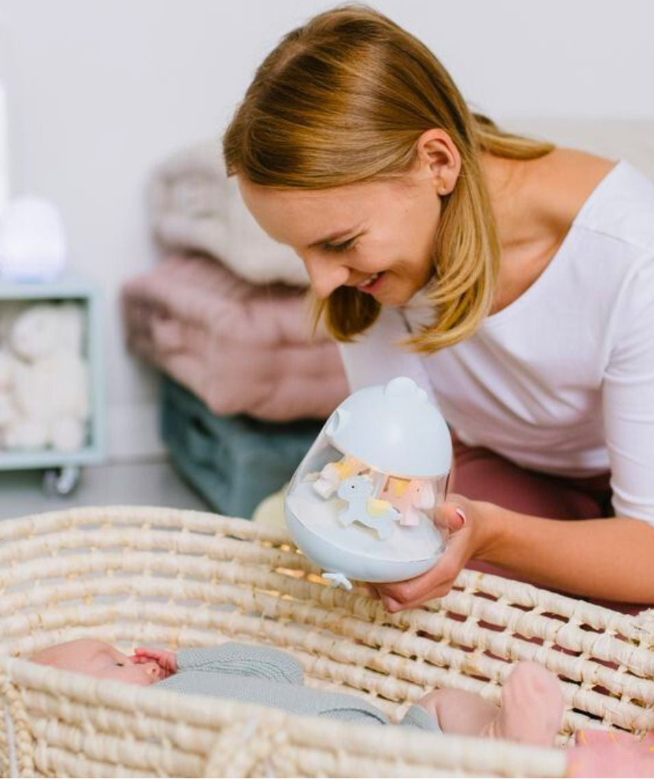 Naktinė lempa su karusėle ir muzika - Mėlynos spalvos - BureiKids