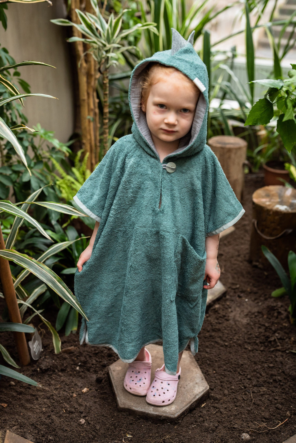Pončas vaikams trumpomis rankovėmis – dinozauras  - BureiKids