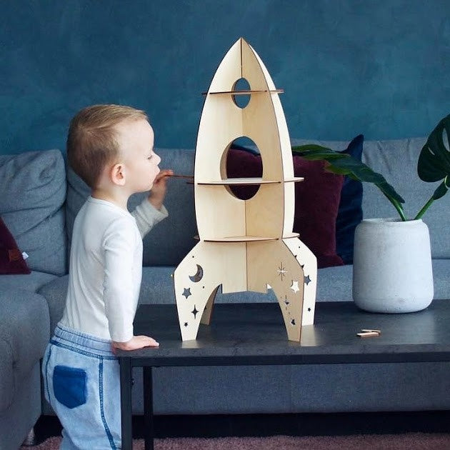 Raketos formos surenkama medinė lentyna - BureiKids
