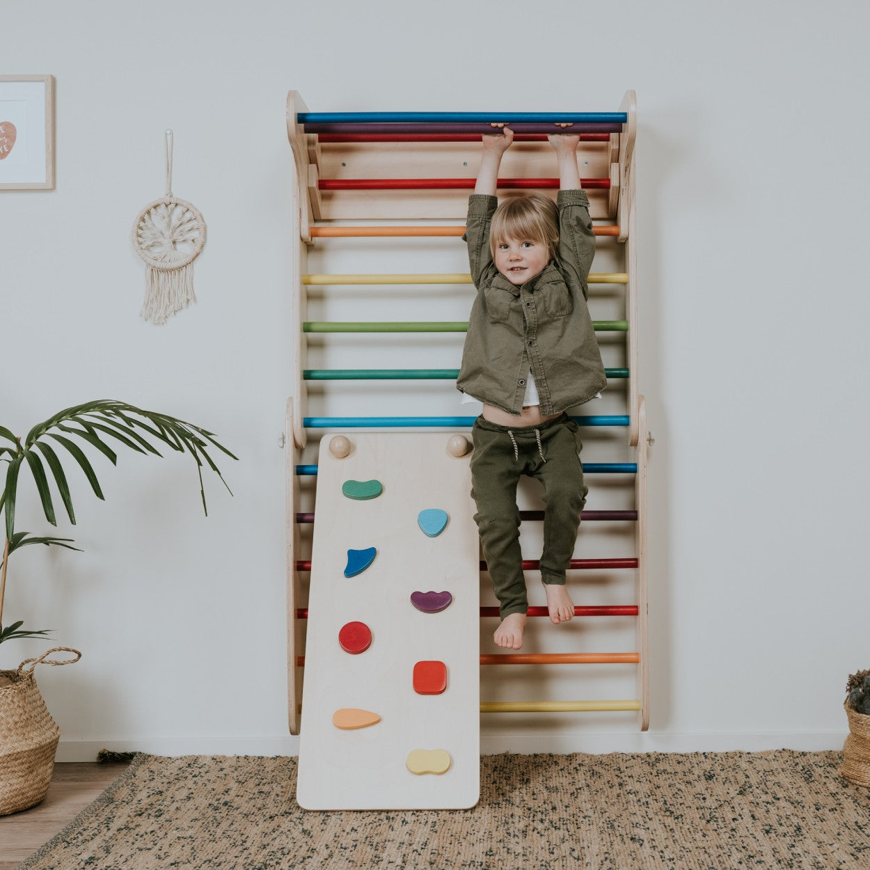 Rampa „Leg&go“ Pikler trikampiui ir švediškai sienelei – vaivorykštinė - BureiKids