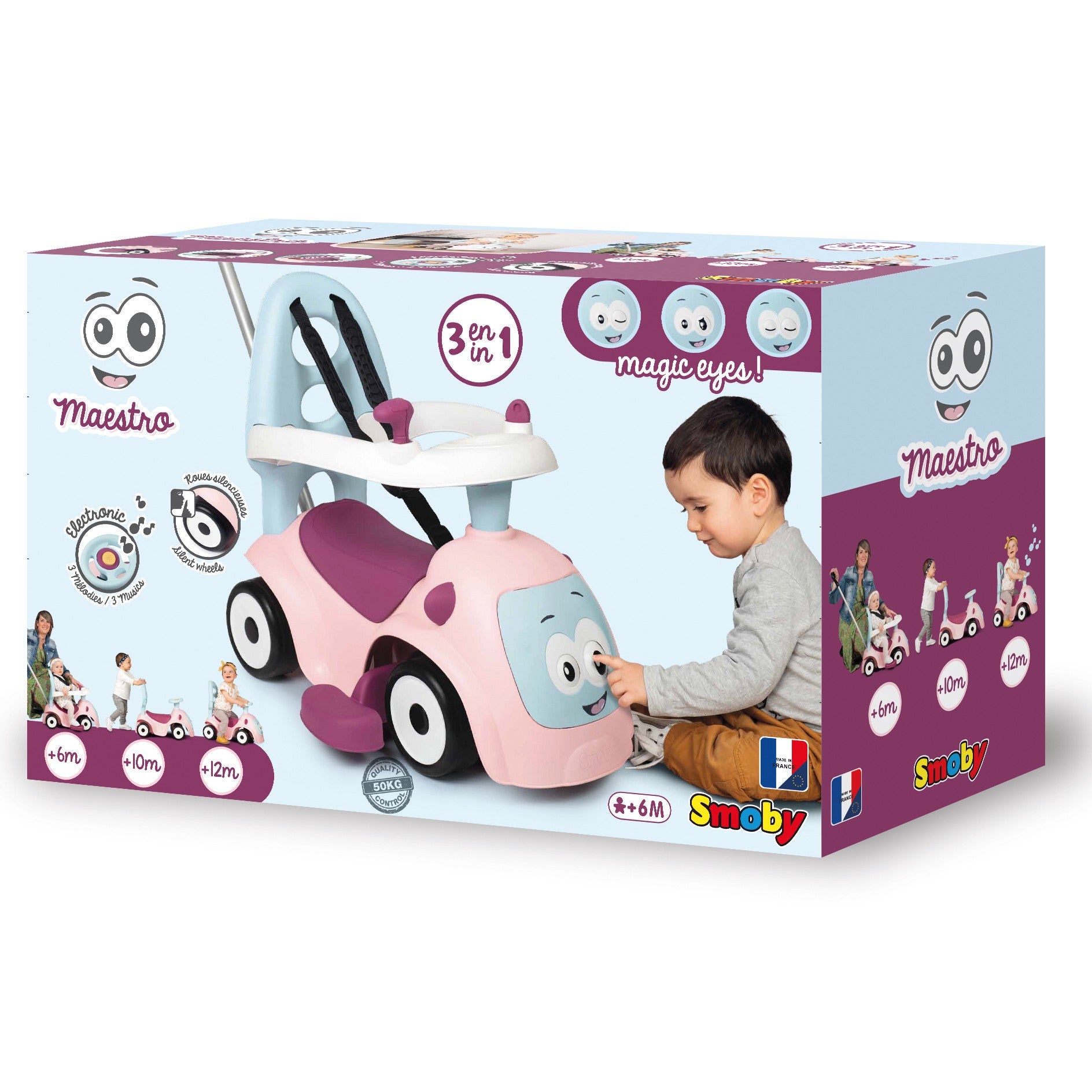 Stumdukas Maestro 3 viename - Rožinės spalvos   - BureiKids