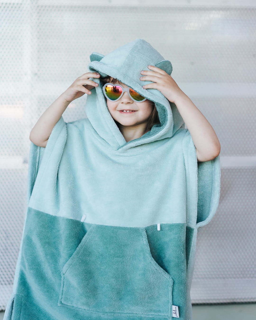 Meškiuko vaikiškas vonios pončas - Žalios spalvos - BureiKids