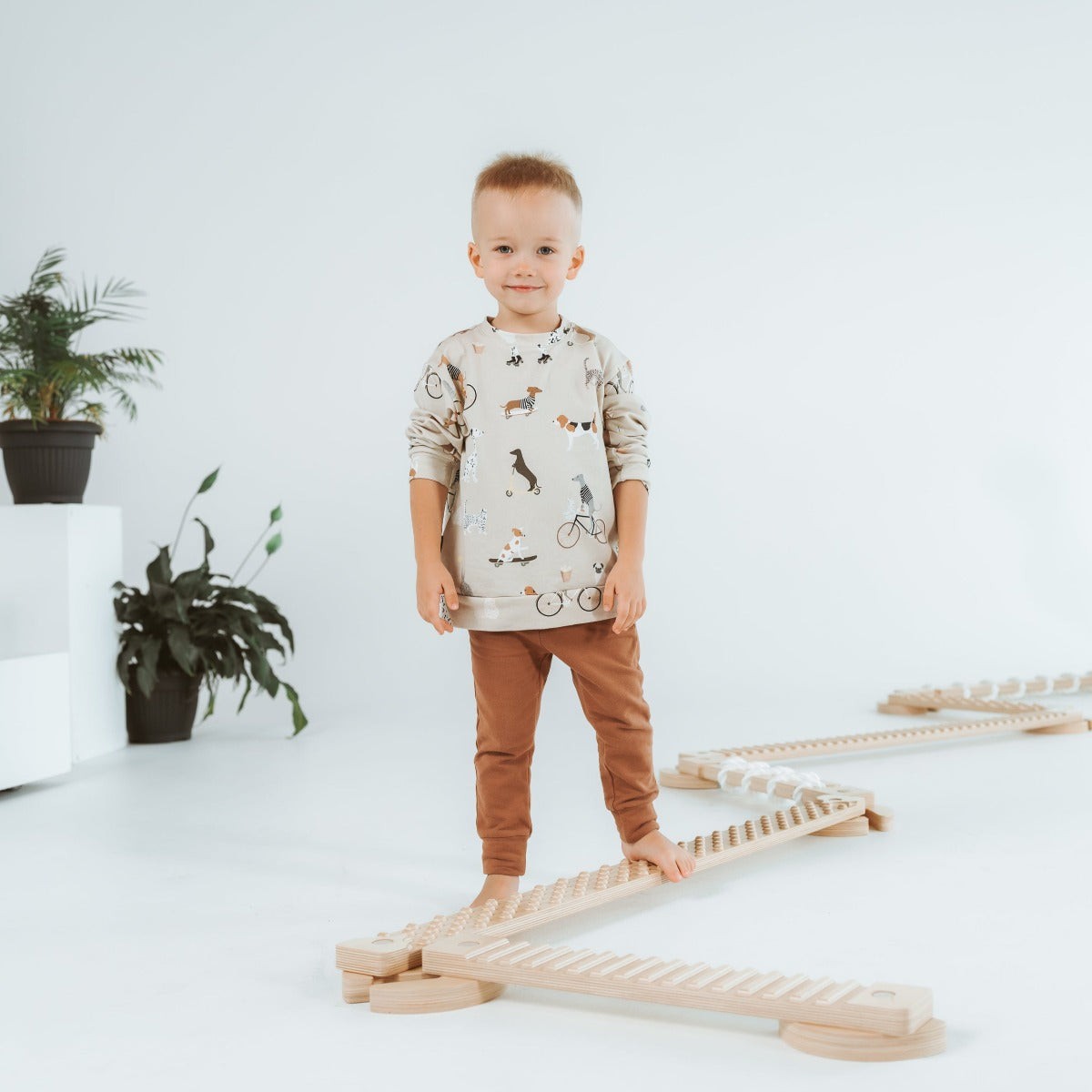 TipiToo®  Balansinių lentų iš 3 dalių rinkinys – balta virvė - BureiKids