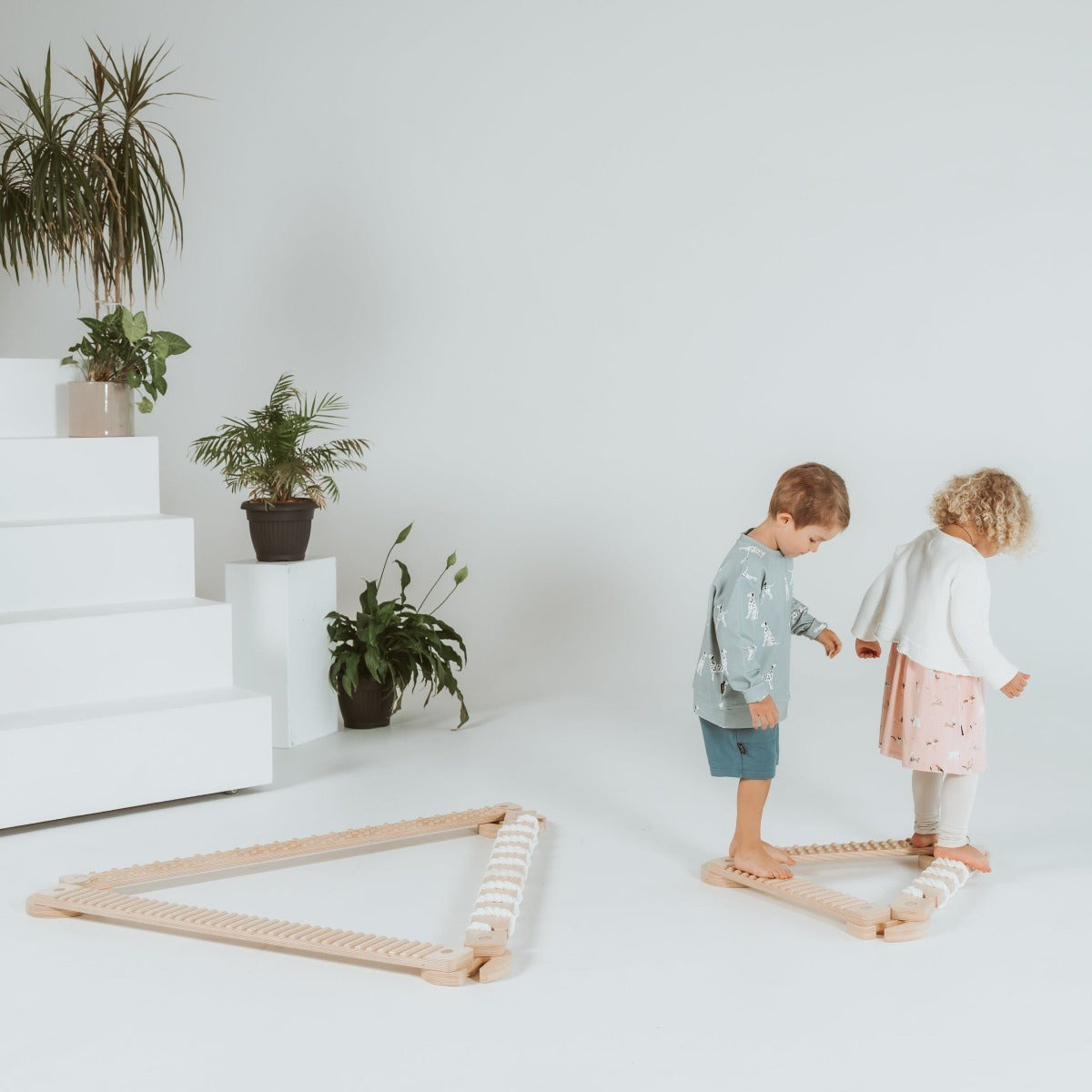 TipiToo®  Balansinių lentų iš 3 dalių rinkinys – balta virvė - BureiKids