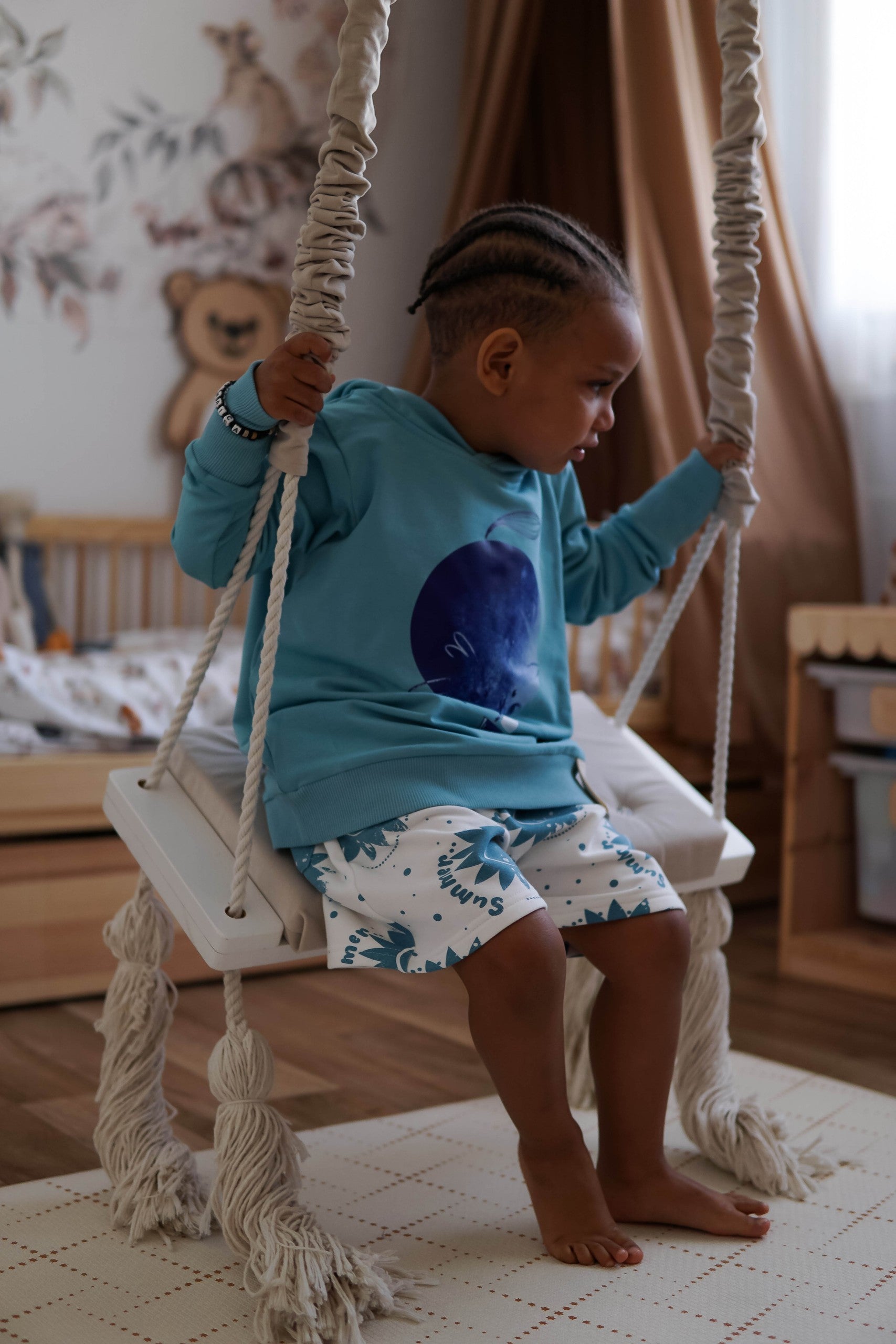 Vaikiškas džemperis su ausytėmis - Mėlynas mėnulis - BureiKids