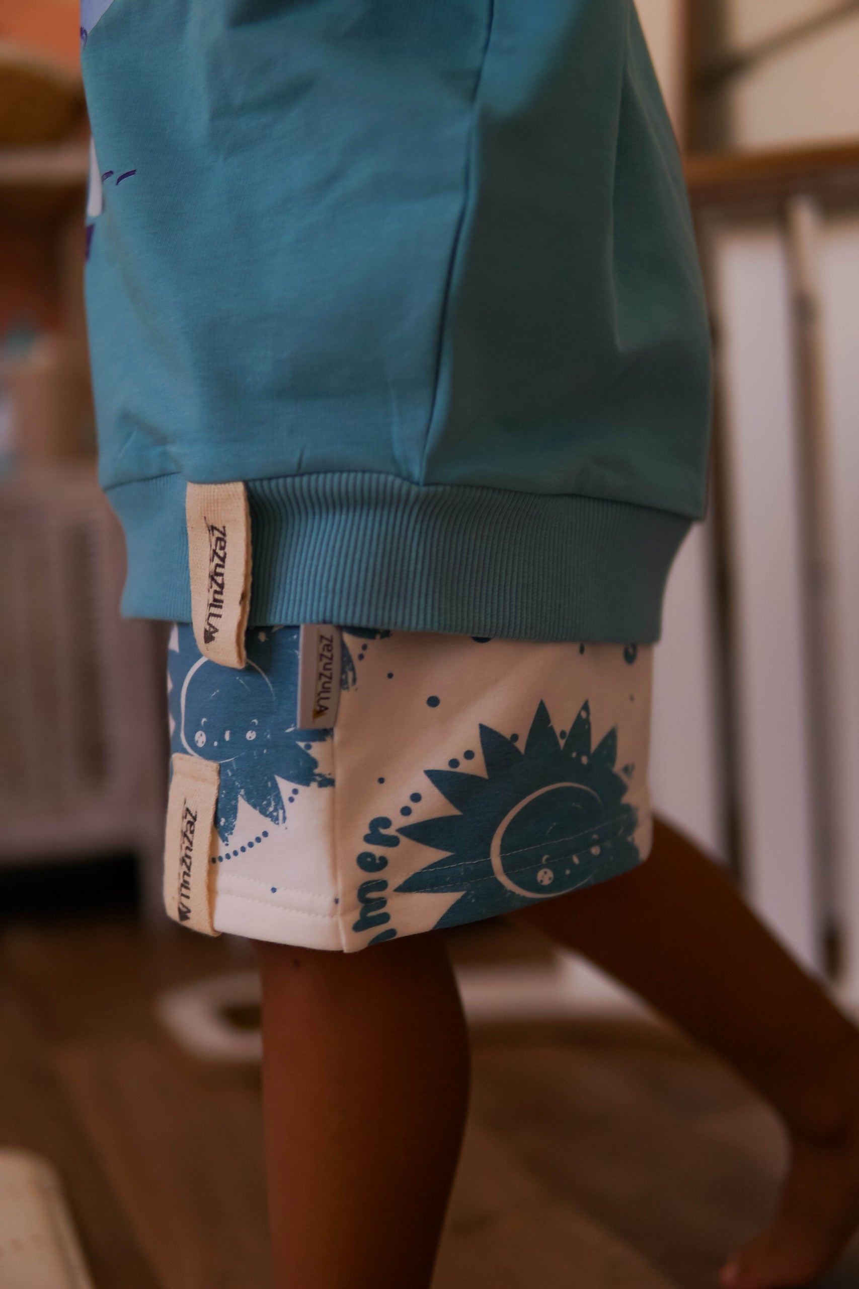 Vaikiški šortai - Balti su mėlynom saulytėm - BureiKids