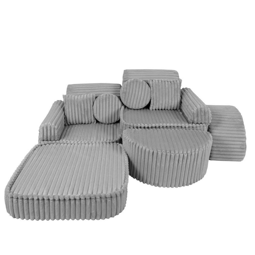 Vidutinio dydžio modulinė sofa vaikams – „Churros“ mėnulio pilka  - BureiKids