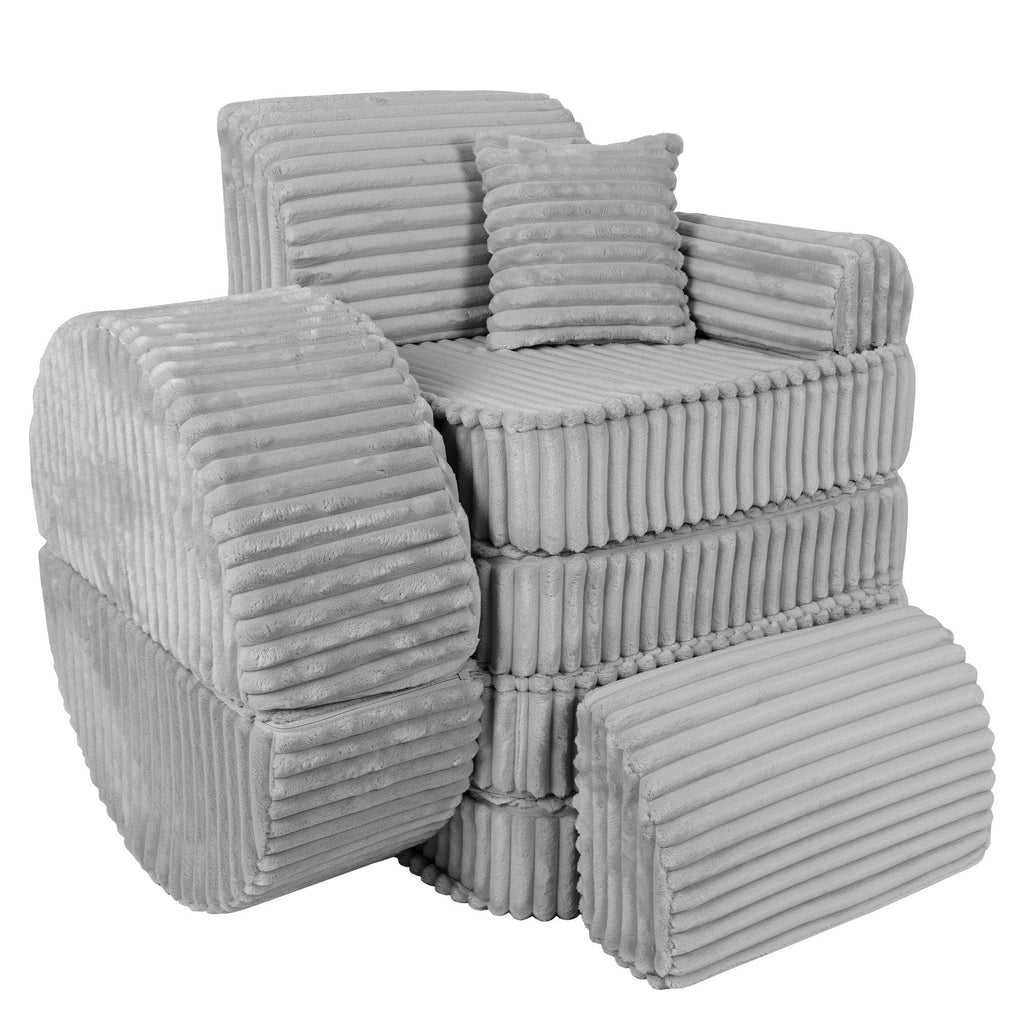 Vidutinio dydžio modulinė sofa vaikams – „Churros“ mėnulio pilka  - BureiKids