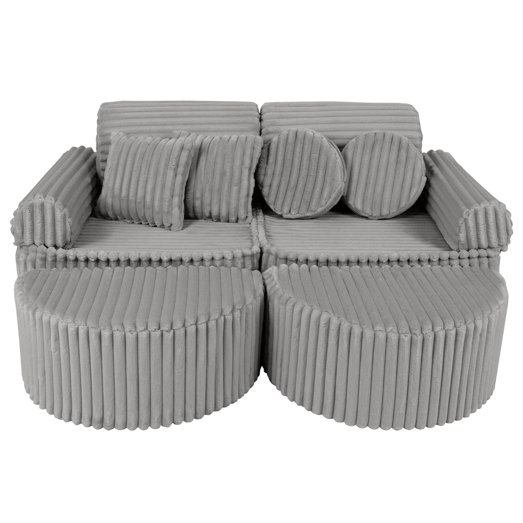 Vidutinio dydžio modulinė sofa vaikams – „Churros“ mėnulio pilka  - BureiKids
