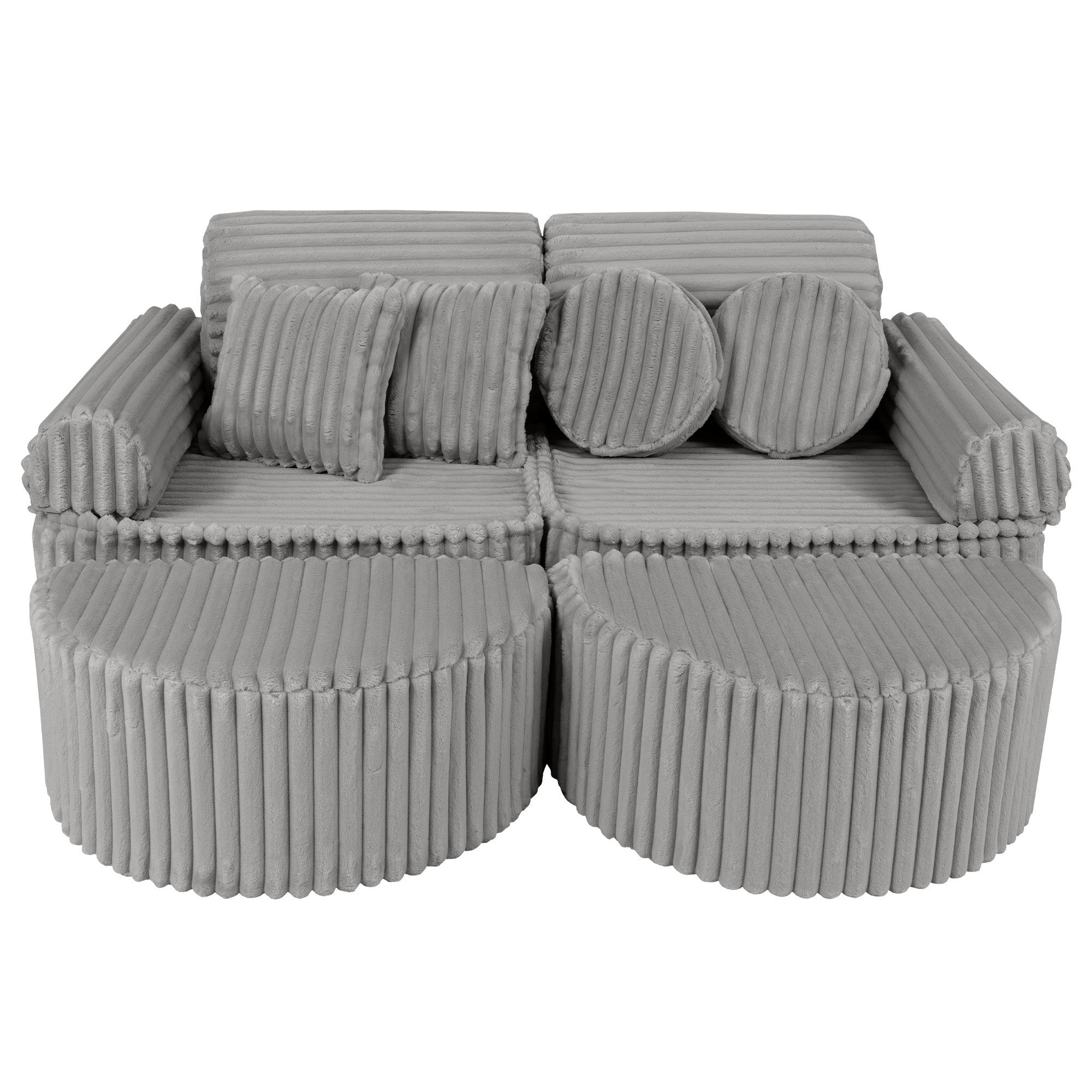 Vidutinio dydžio modulinė sofa vaikams – „Churros“ mėnulio pilka  - BureiKids