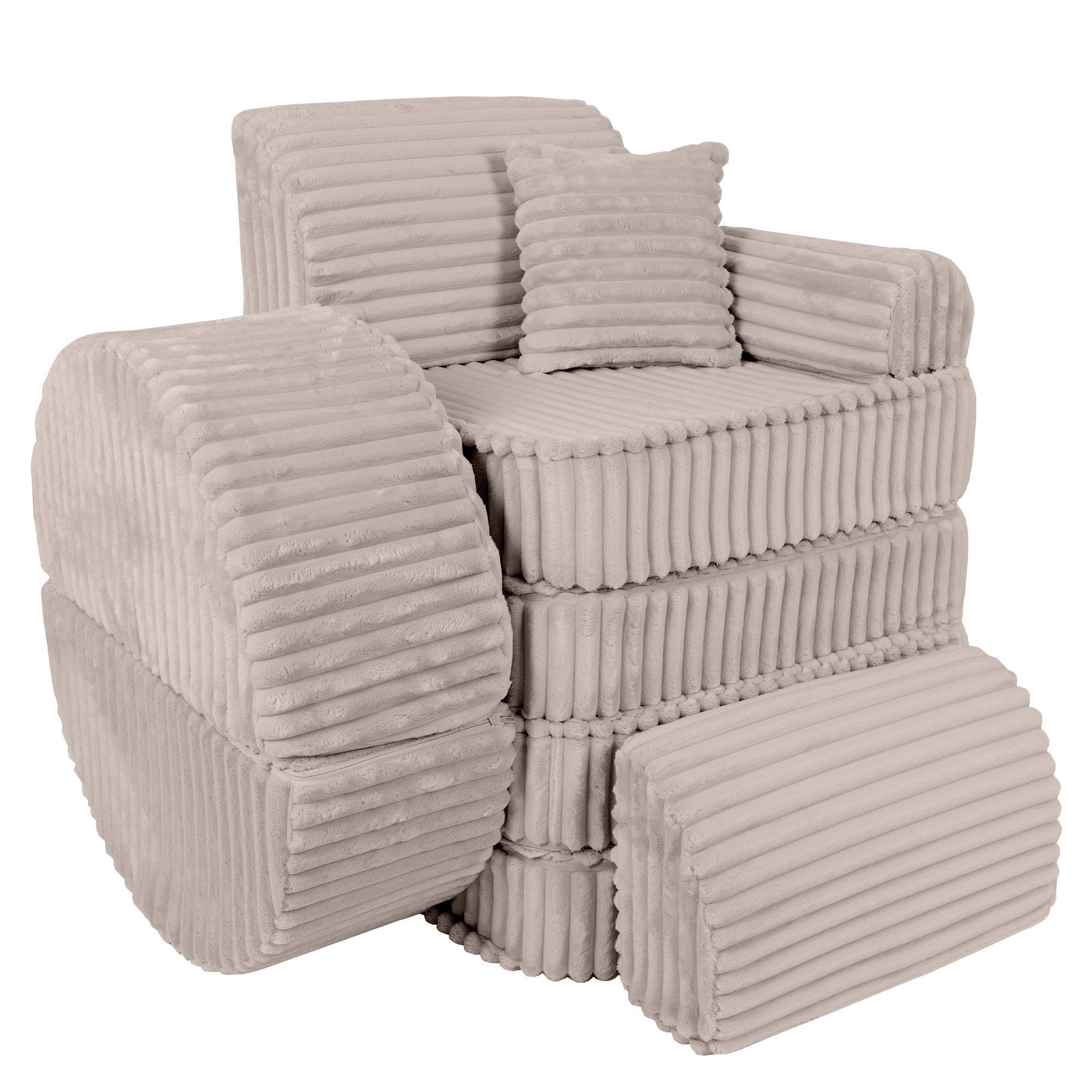 Vidutinio dydžio modulinė sofa vaikams – „Churros“ smėlinė - Beige Plus - BureiKids