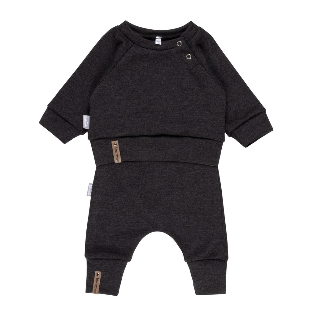 Children’s Merino Wool Top and Trousers Set – Dark Grey