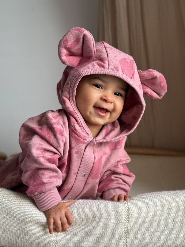 Eared Jumpsuit for Babies and Kids - Pink Lemons
