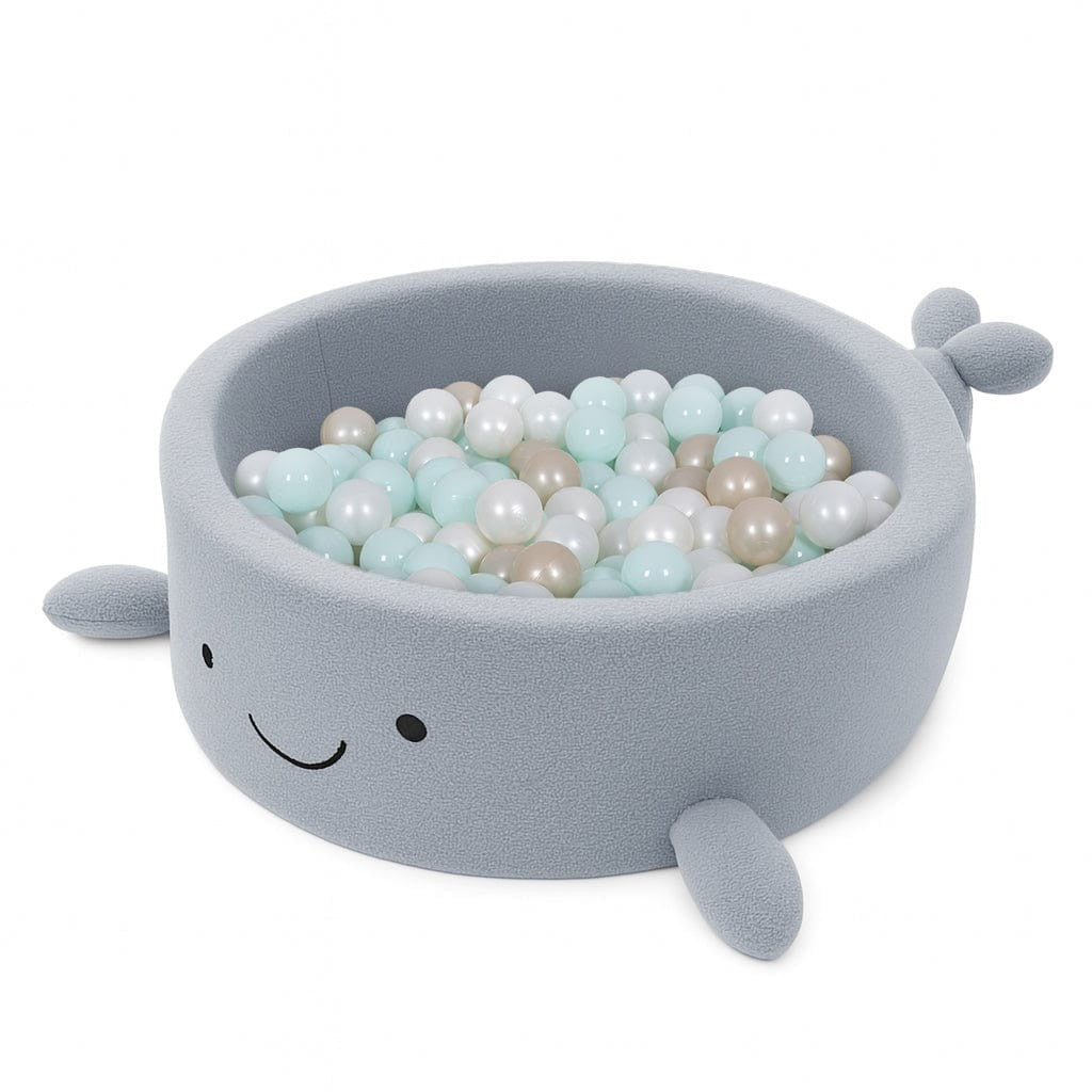 Foam Baby Ball Pit Without Balls - Whale Dusty Ice Blue Boucle
