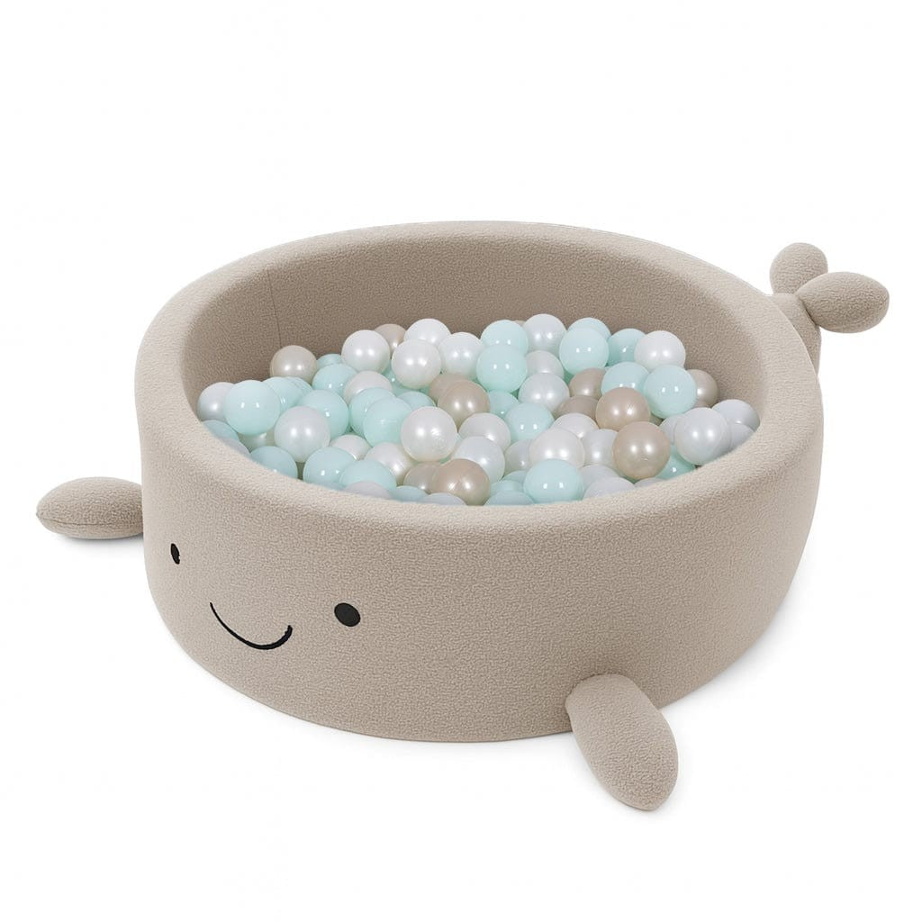 Foam Baby Ball Pit Without Balls - Whale Oat Biscuit Beige Boucle