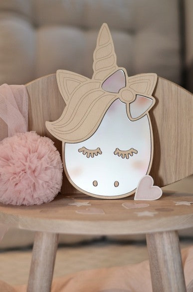 Kids Room Unicorn Mirror – Child-Friendly Acrylic & Wood