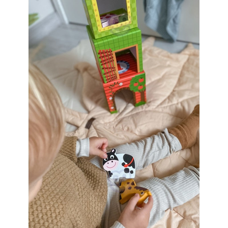 Dėlionė „Ūkis dėžutėse“ (kubelių dėlionė) - BureiKids