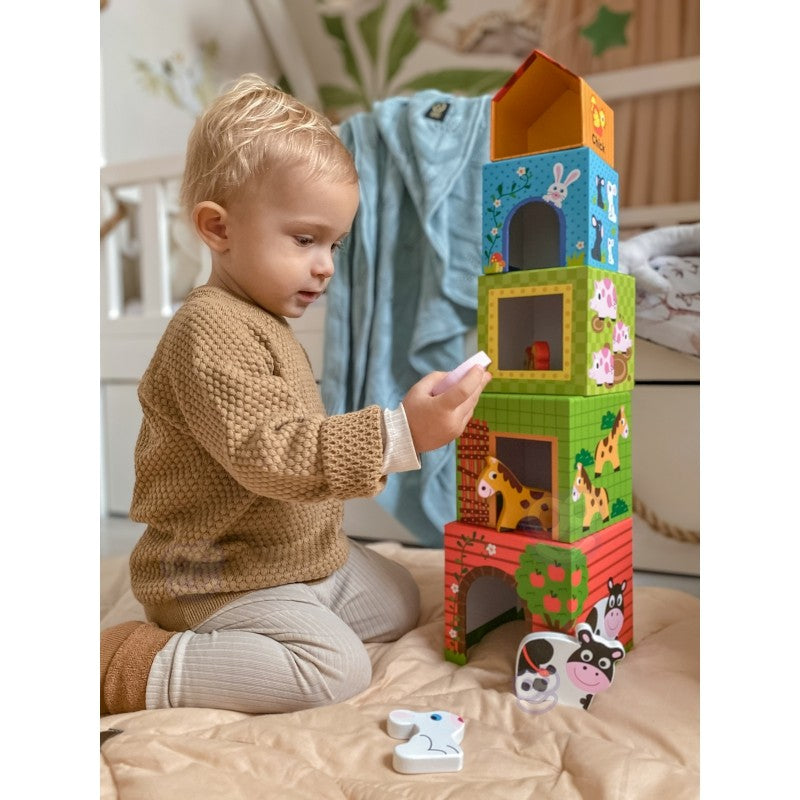 Dėlionė „Ūkis dėžutėse“ (kubelių dėlionė) - BureiKids