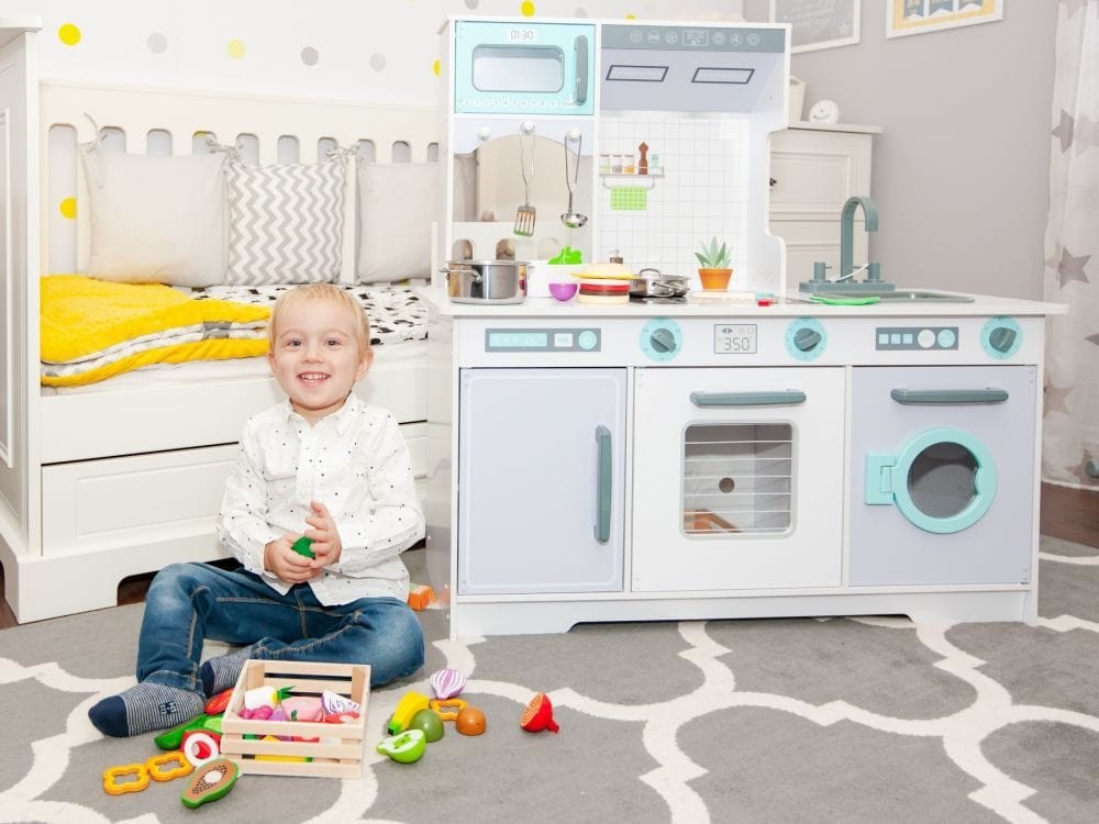 Large Wooden Play Kitchen with Accessories