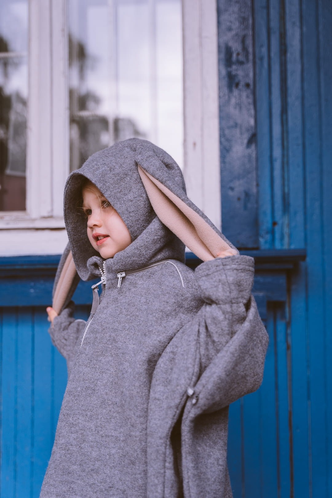 Merino Wool Car Poncho For Kids - Bunny